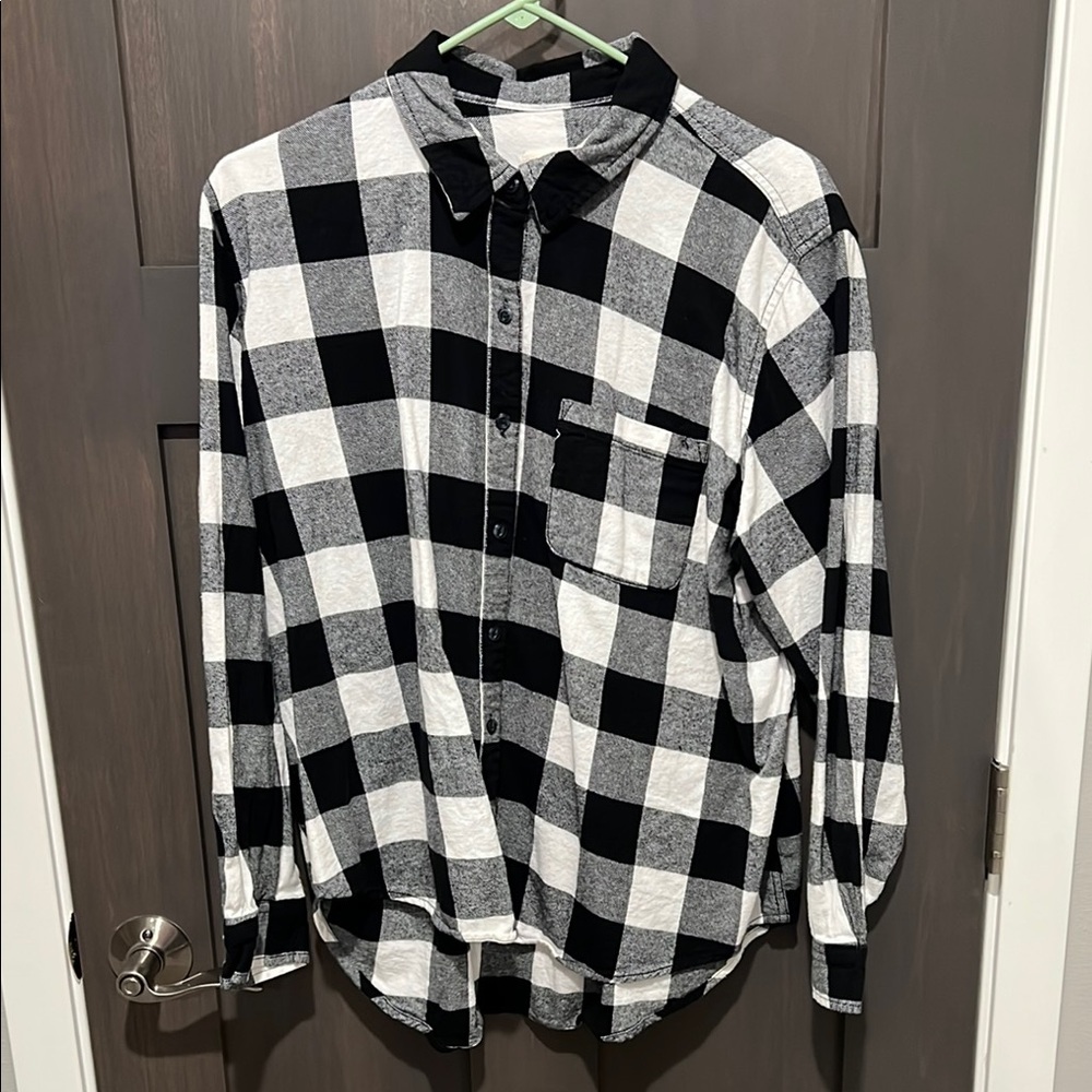 Black and White Checkered Women’s Flannel Shirt